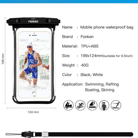 Waterproof Phone Case Dry Bag Pouch Underwater Swimming Touchscreen Cell Cover - Picture 3 of 14